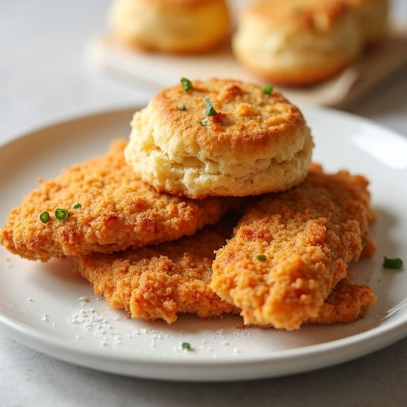 Crispy Air-Fried Chicken with Almond Flour Biscuits