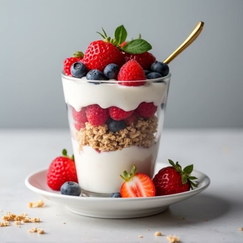 Creamy Greek Yogurt Parfait with Mixed Berries and Protein Granola