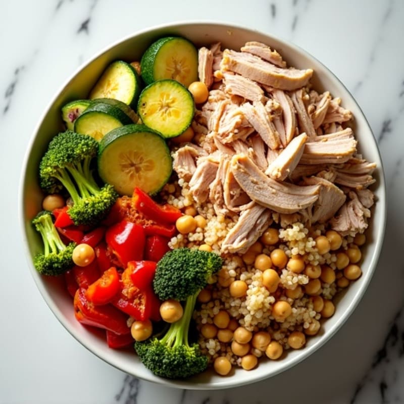 Shredded Turkey and Roasted Vegetable Power Bowl