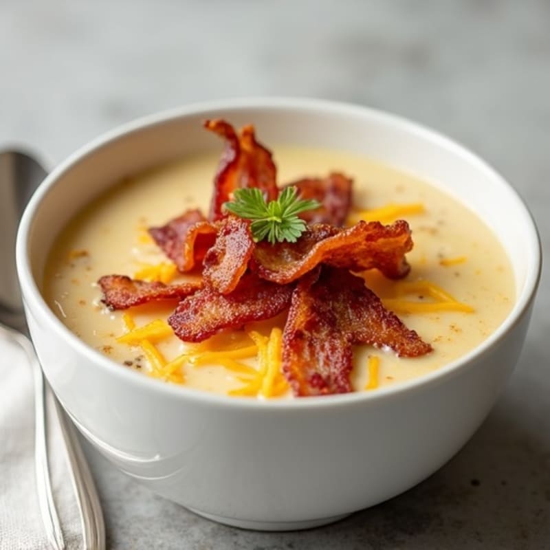 Creamy Loaded Baked Potato Soup with Crispy Turkey Bacon