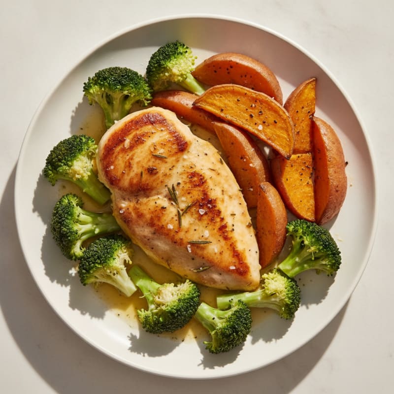 Lemon Herb Chicken with Roasted Sweet Potatoes