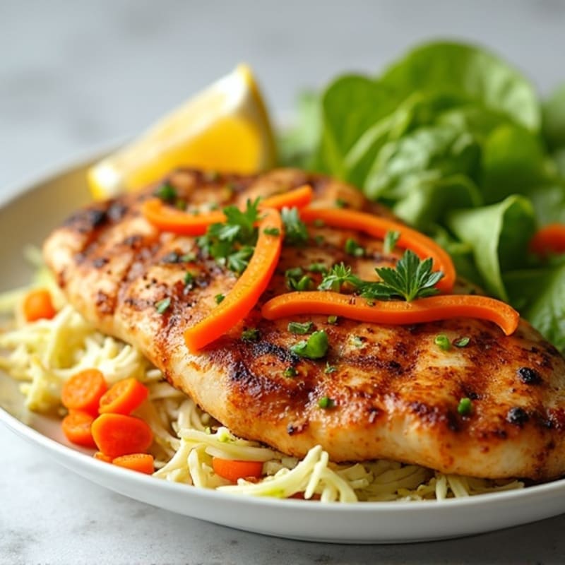 Grilled Chicken Breast with Crunchy Cabbage Slaw
