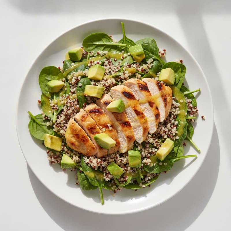 Grilled Chicken and Quinoa Salad with Fresh Spinach