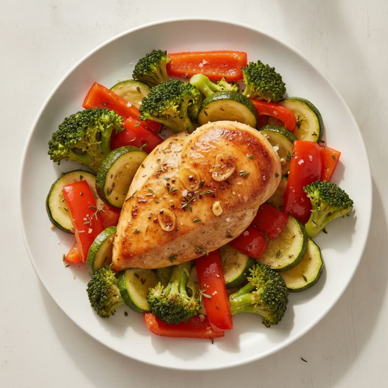 Lemon Herb Roasted Chicken and Rainbow Vegetables