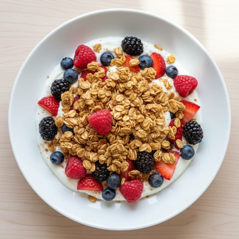 Greek Yogurt Protein Parfait with Mixed Berries