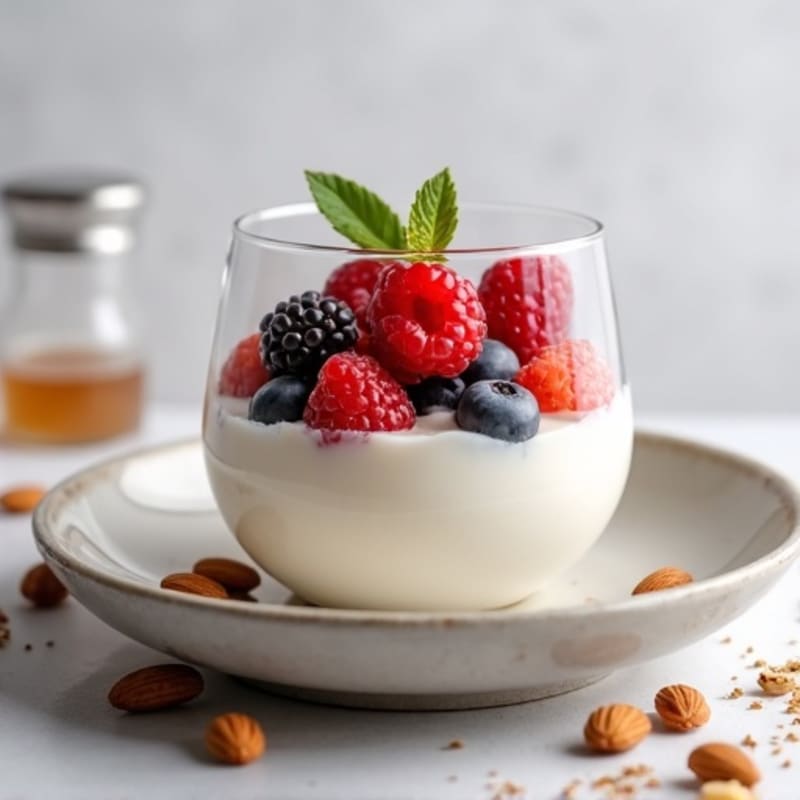 Greek Yogurt Parfait with Mixed Berries and Almonds