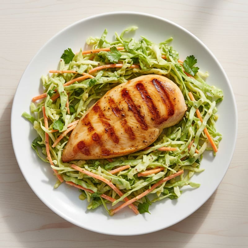Grilled Chicken Breast with Crunchy Cabbage Slaw