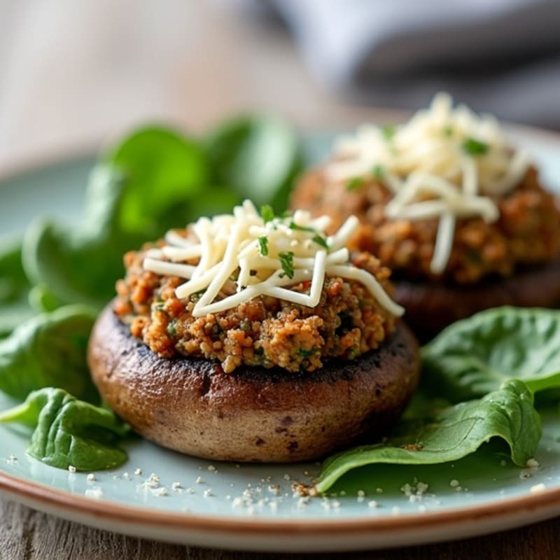 Savory Stuffed Portobello Mushrooms with Lean Ground Turkey and Spinach