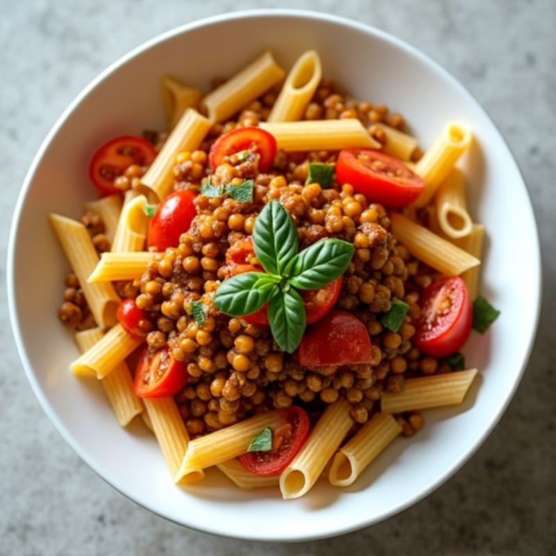 Hearty Lentil Ragu Pasta with Fresh Basil
