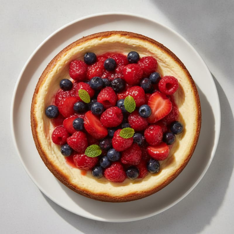 Greek Yogurt Protein Cheesecake with Mixed Berries