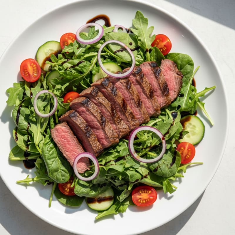 Grilled Steak Salad with Mixed Greens and Cherry Tomatoes