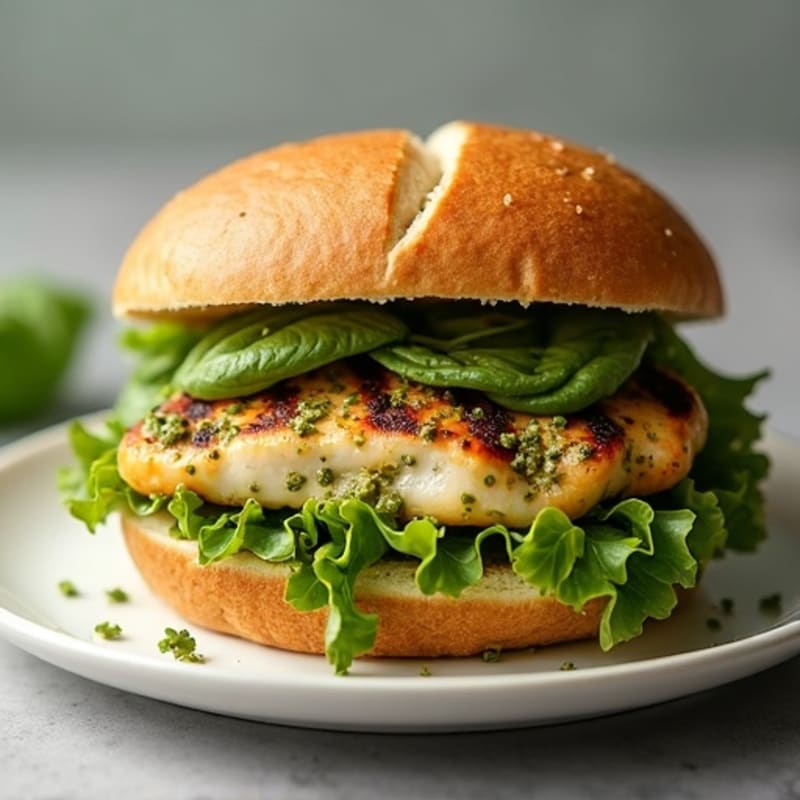 Herb-Pesto Grilled Chicken Sandwich with Fresh Greens