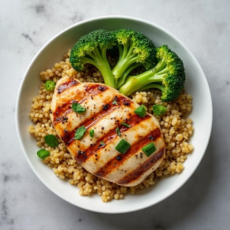 Grilled Chicken and Quinoa Bowl with Roasted Broccoli