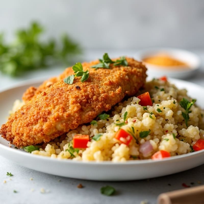 Crispy Chicken and Loaded Veggie Cauliflower Rice