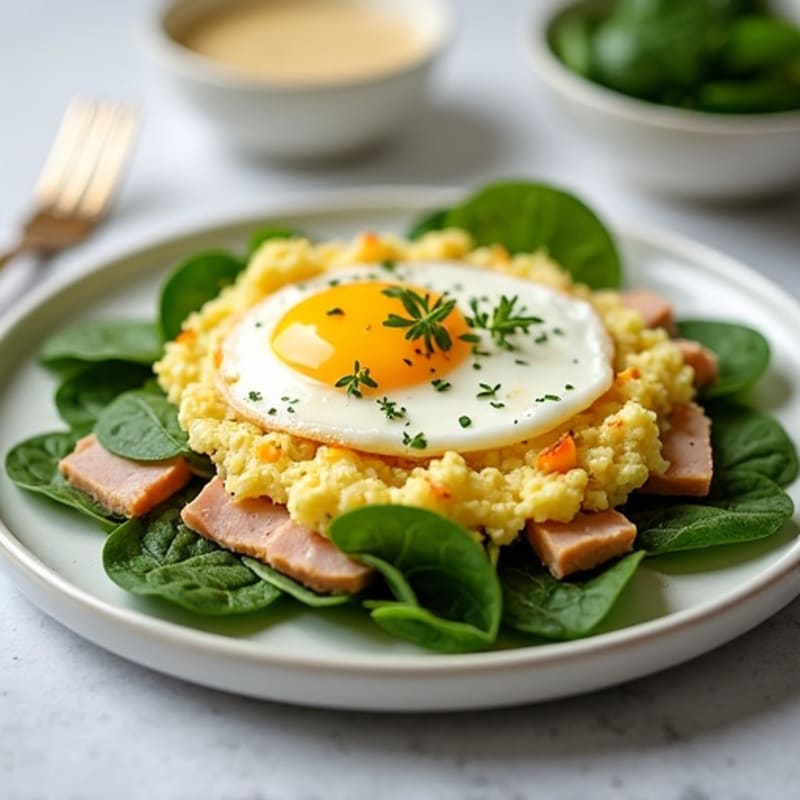 Cottage Cheese Scramble with Spinach and Smoked Turkey