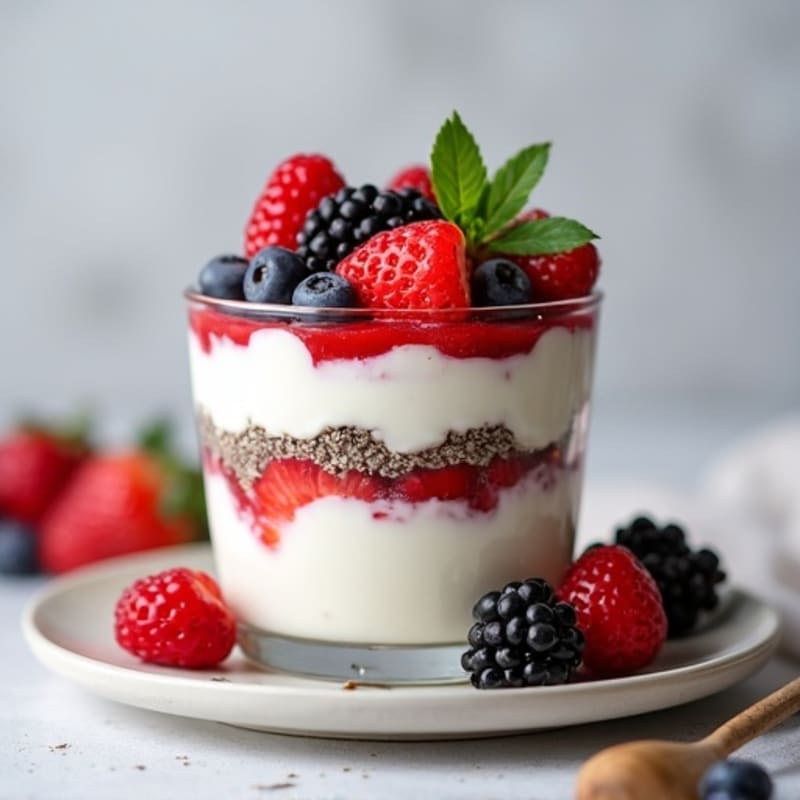 Greek Yogurt Protein Parfait with Mixed Berries
