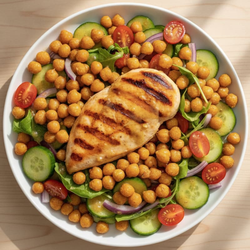 Grilled Chicken Breast with Crunchy Chickpea Salad