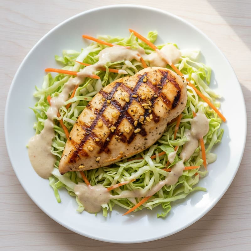 Grilled Chicken Breast with Crunchy Cabbage Slaw