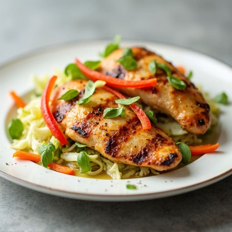 Grilled Chicken Breast with Crunchy Cabbage Slaw
