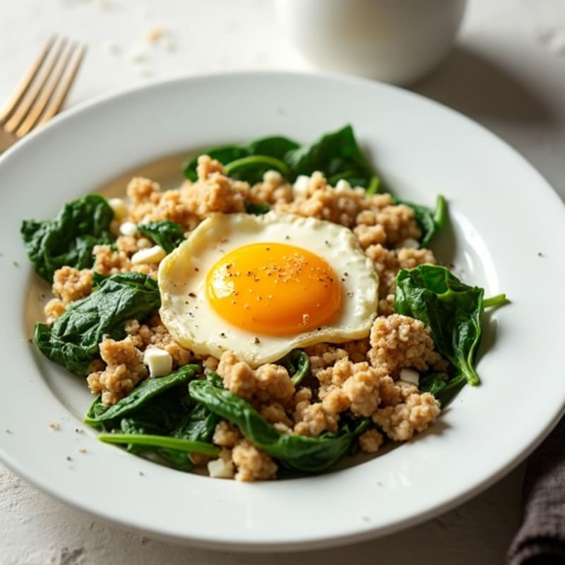 Egg White and Ground Turkey Scramble with Spinach