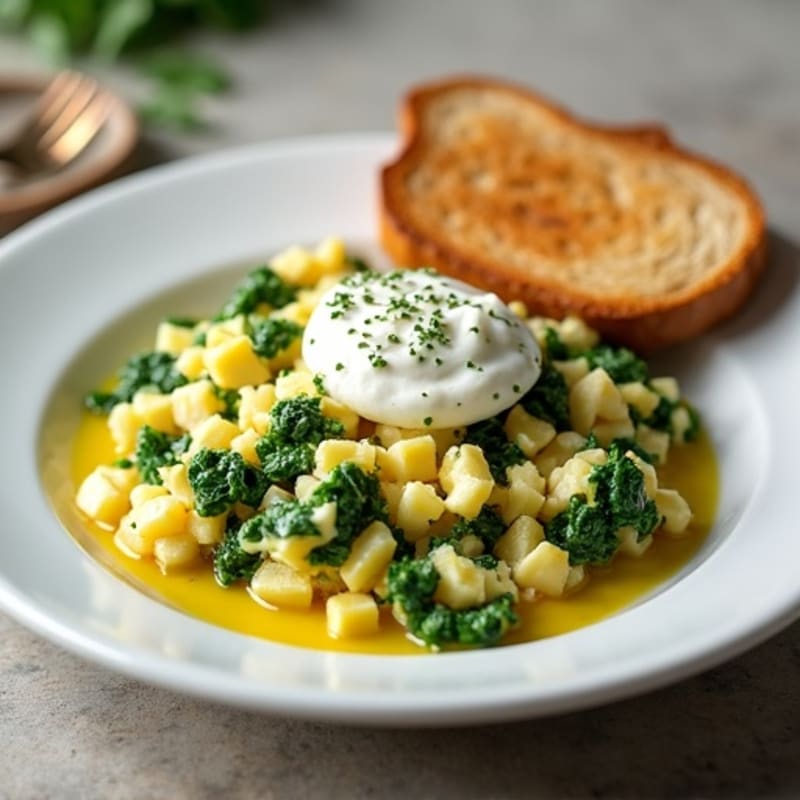 Egg White Spinach Scramble with Cottage Cheese