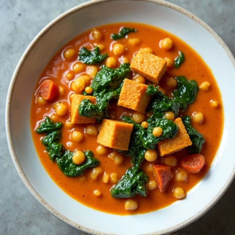 Creamy Red Lentil Curry with Fresh Spinach