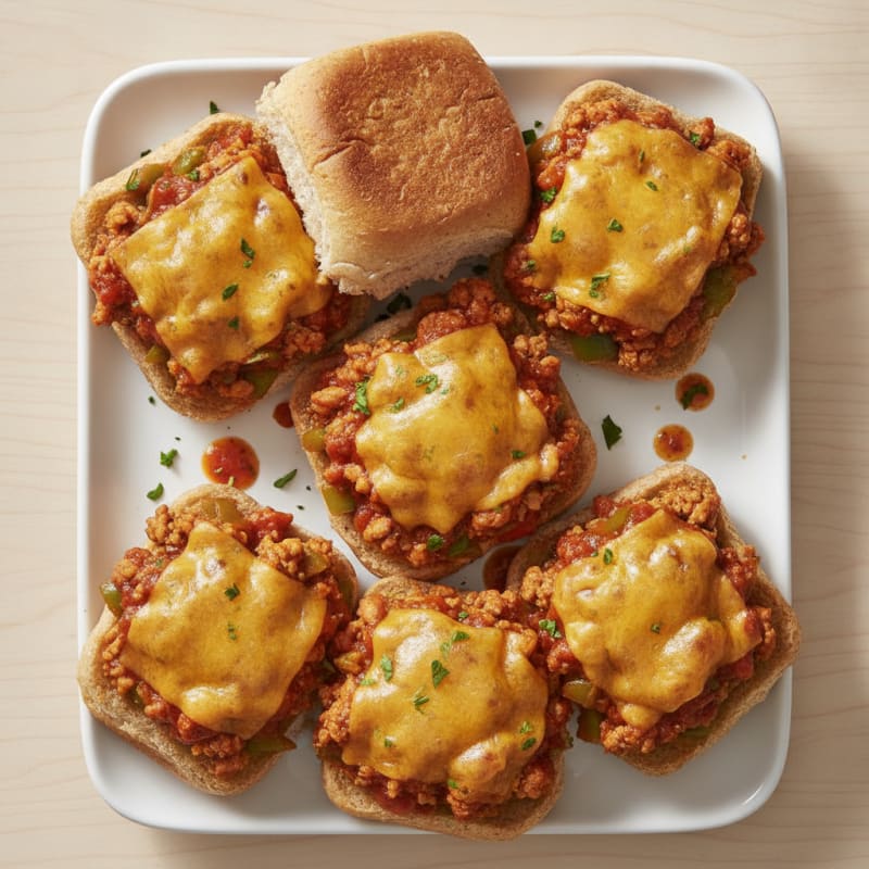 Sloppy Joe Sliders with Cheddar