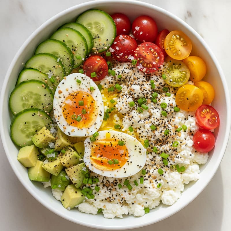 Savory Cottage Cheese Bowl with Jammy Eggs