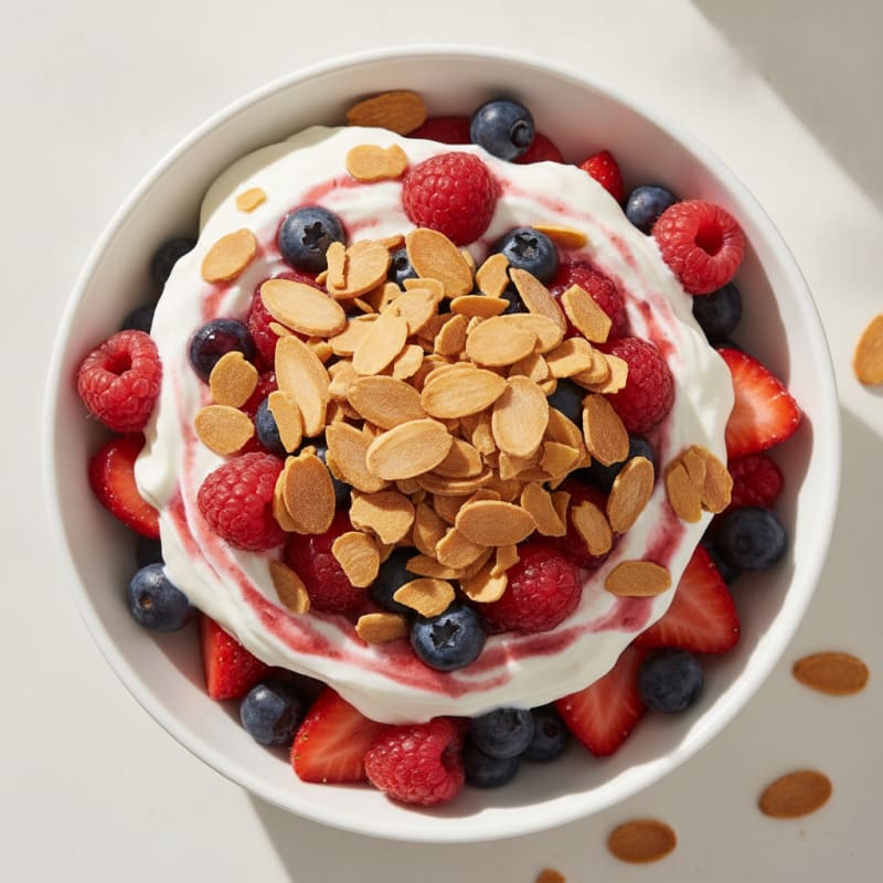 Greek Yogurt Protein Parfait with Berries and Almonds