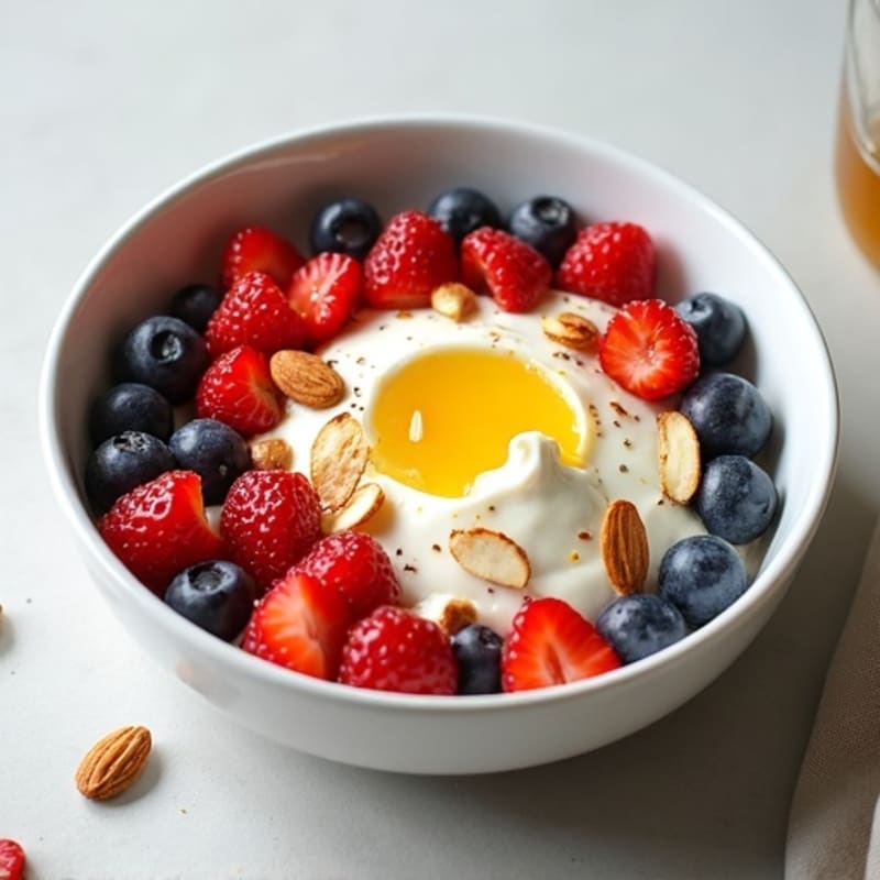 Creamy Lemon Ricotta Bowl with Toasted Almonds and Fresh Berries