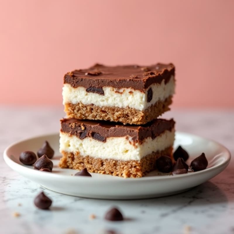 No-Bake Greek Yogurt Chocolate Cheesecake Bars