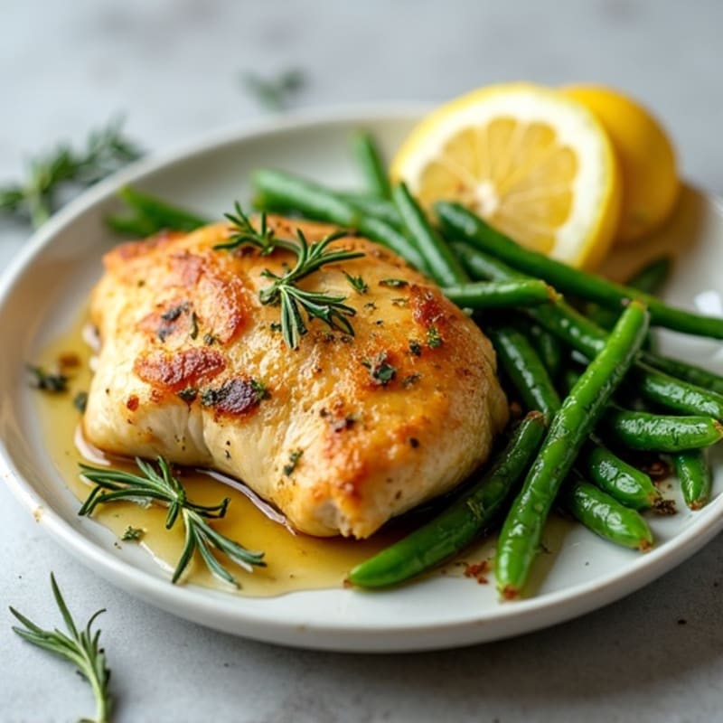 Lemon Herb Roasted Chicken with Crispy Green Beans
