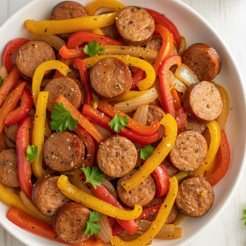 Smoked Turkey Sausage with Peppers and Onions