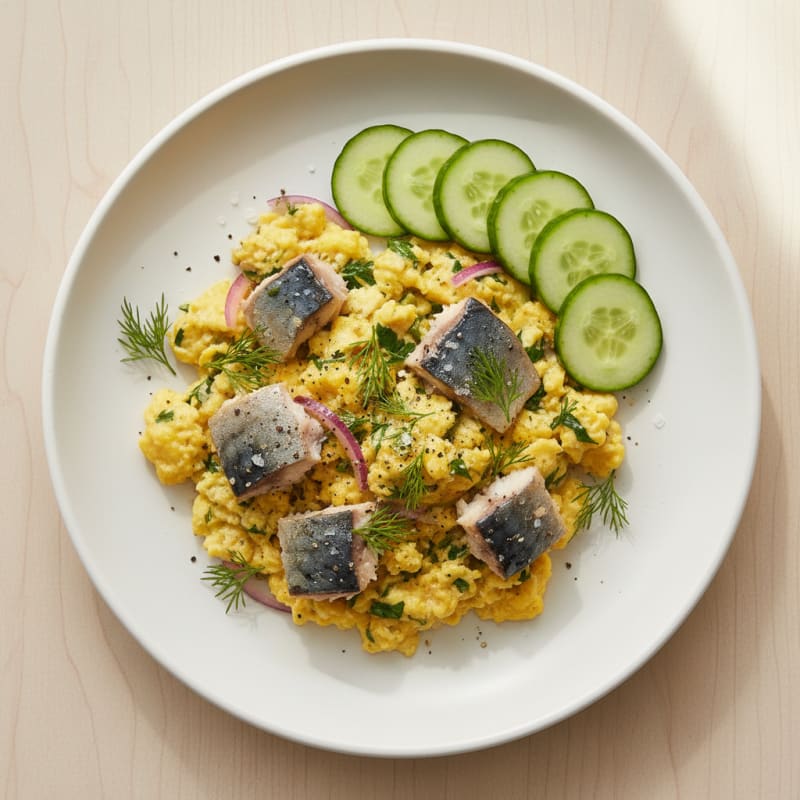Mackerel and Dill Scrambled Eggs