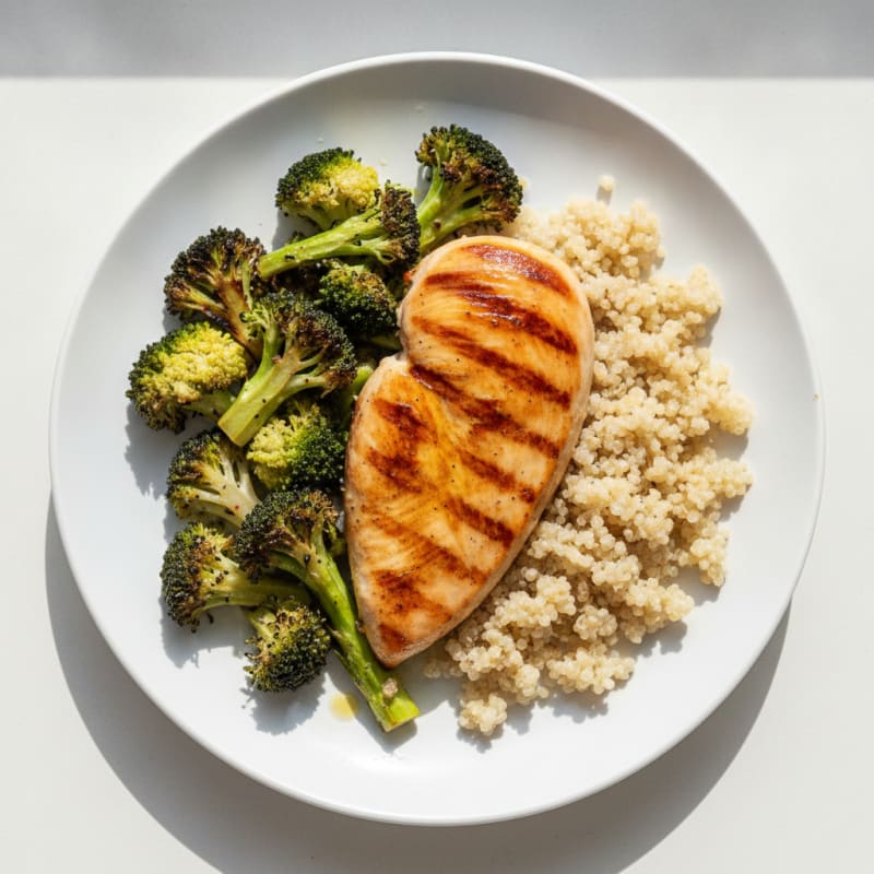 Grilled Chicken Breast with Roasted Broccoli and Quinoa