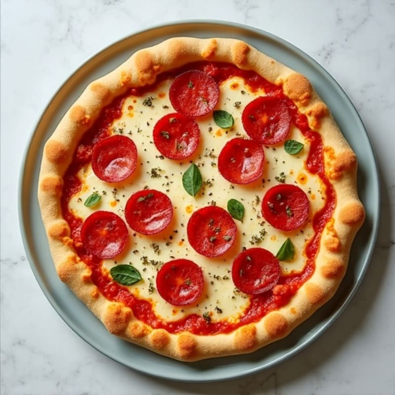 Cauliflower-Crust Pizza with Turkey Pepperoni and Mozzarella