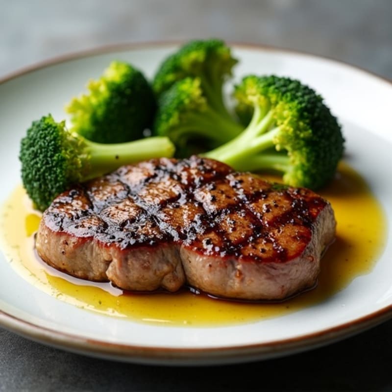 Juicy Pan-Seared Beef Steak with Roasted Broccoli