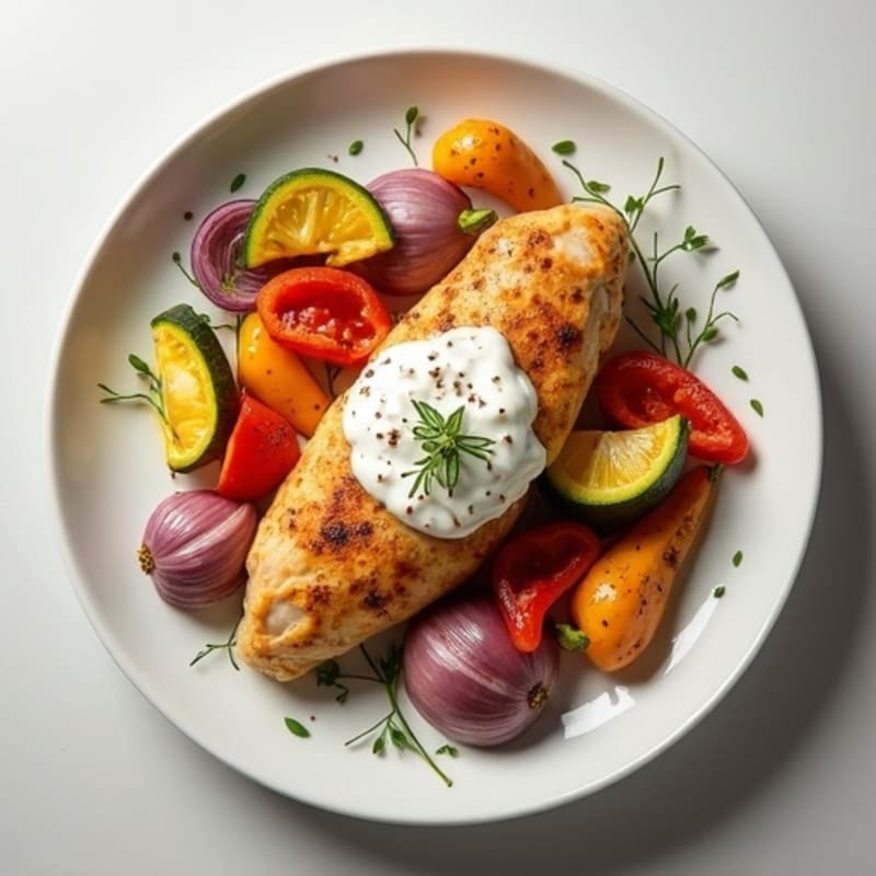 Creamy Spiced Chicken with Roasted Vegetables