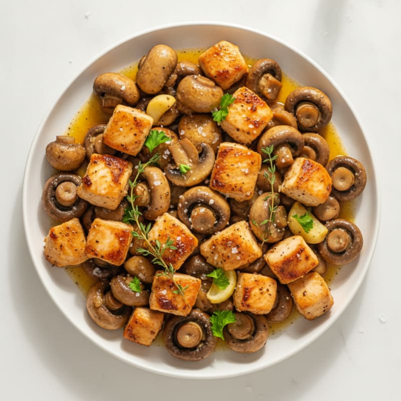 Roasted Garlic Butter Mushrooms with Chicken