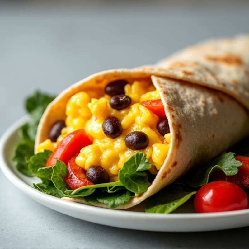 High-Protein Scrambled Egg and Veggie Burrito
