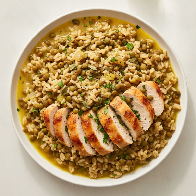 Lemon Herb Rice and Lentil Pilaf