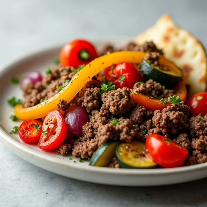 Savory Lean Ground Beef with Roasted Vegetables