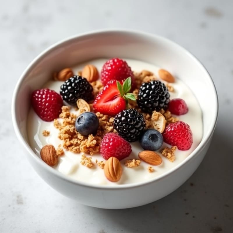 Creamy Greek Yogurt Bowl with Mixed Berries and Almonds