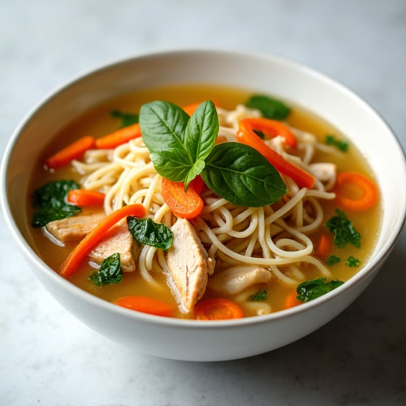 Ginger-Garlic Chicken Rice Noodle Soup