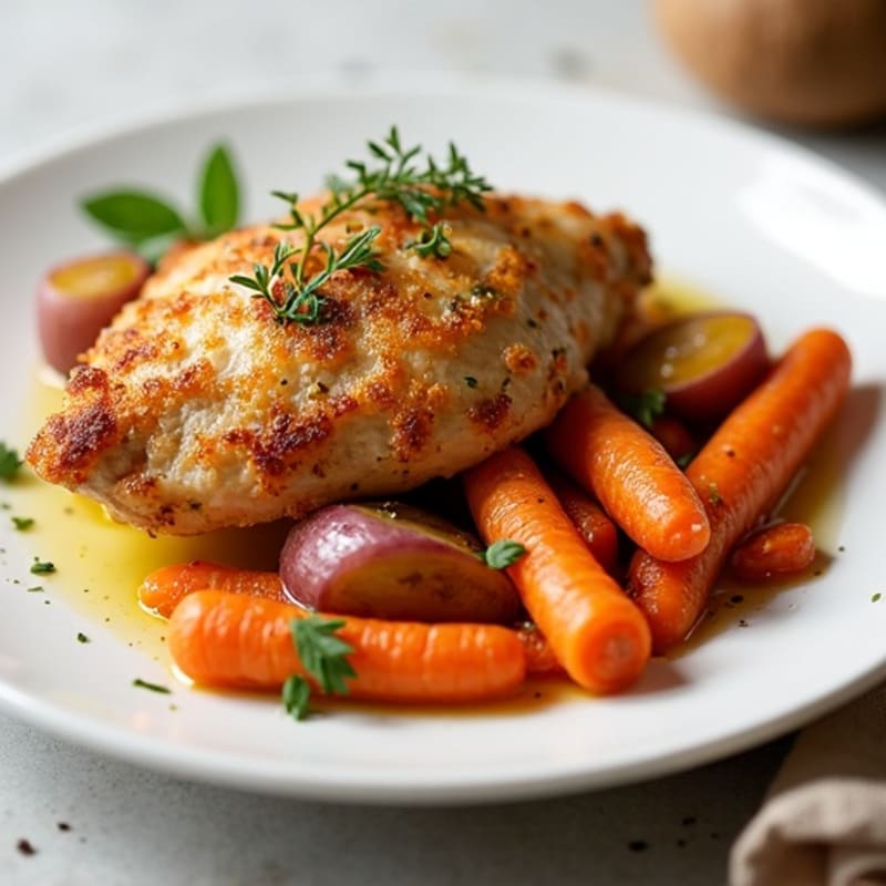 Crispy Baked Chicken with Roasted Root Vegetables