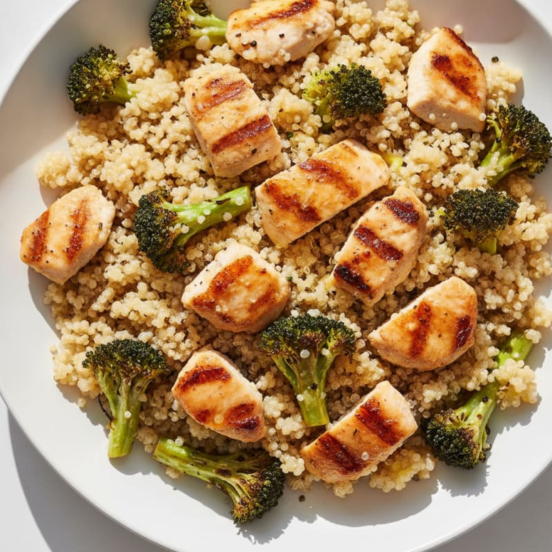 Grilled Chicken Quinoa Bowl with Roasted Broccoli