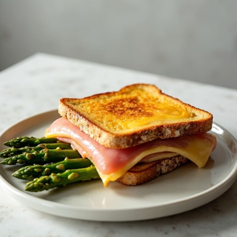 Lean Ham & Swiss Open-Faced Melt with Roasted Asparagus