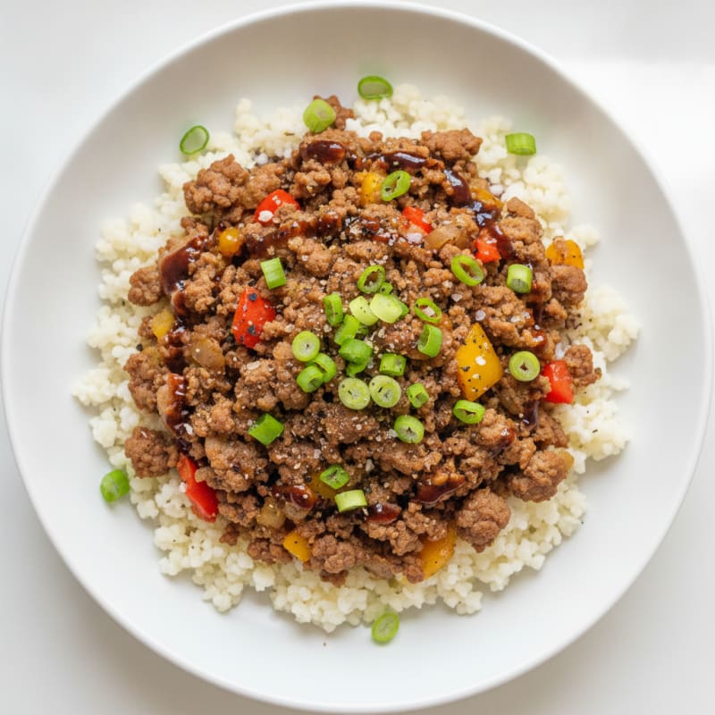 Ground Beef and Cauliflower Rice Bowl