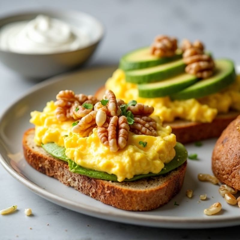 Creamy Scrambled Eggs with Cottage Cheese and Avocado Toast