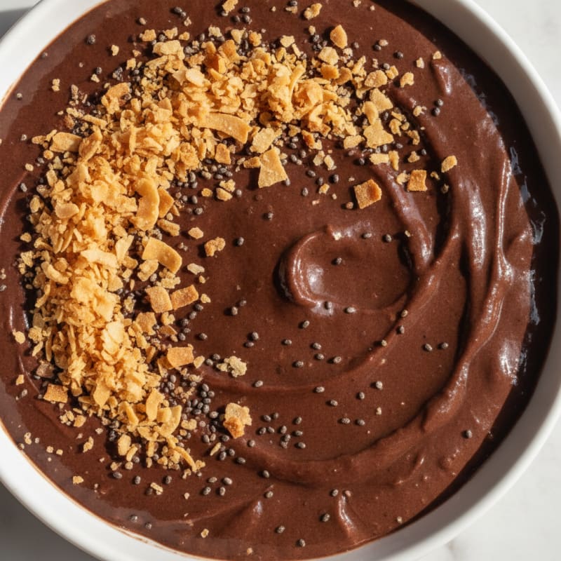 Silky Chocolate Protein Pudding with Toasted Coconut